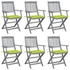 Massief acaciahout tuinstoelen met kussens voor tuin en terras - Heldergroen / 6 - Tuinstoelen