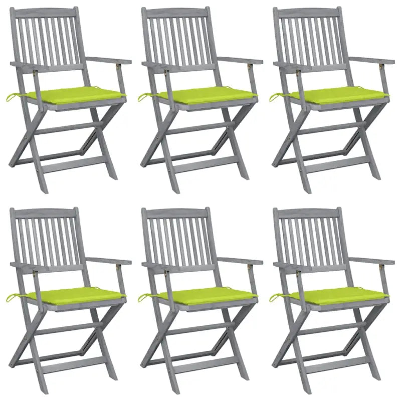Massief acaciahout tuinstoelen met kussens voor tuin en terras - Heldergroen / 6 - Tuinstoelen