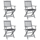 Massief acaciahout tuinstoelen met kussens voor tuin en terras - Antraciet / 4 - Tuinstoelen