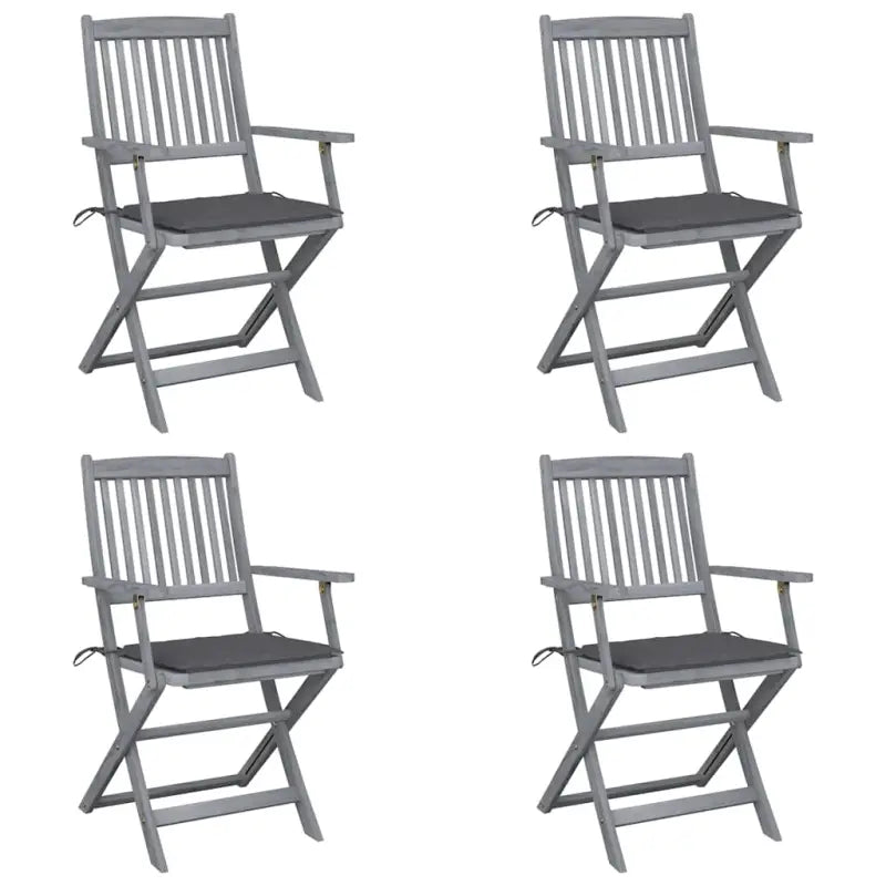 Massief acaciahout tuinstoelen met kussens voor tuin en terras - Antraciet / 4 - Tuinstoelen