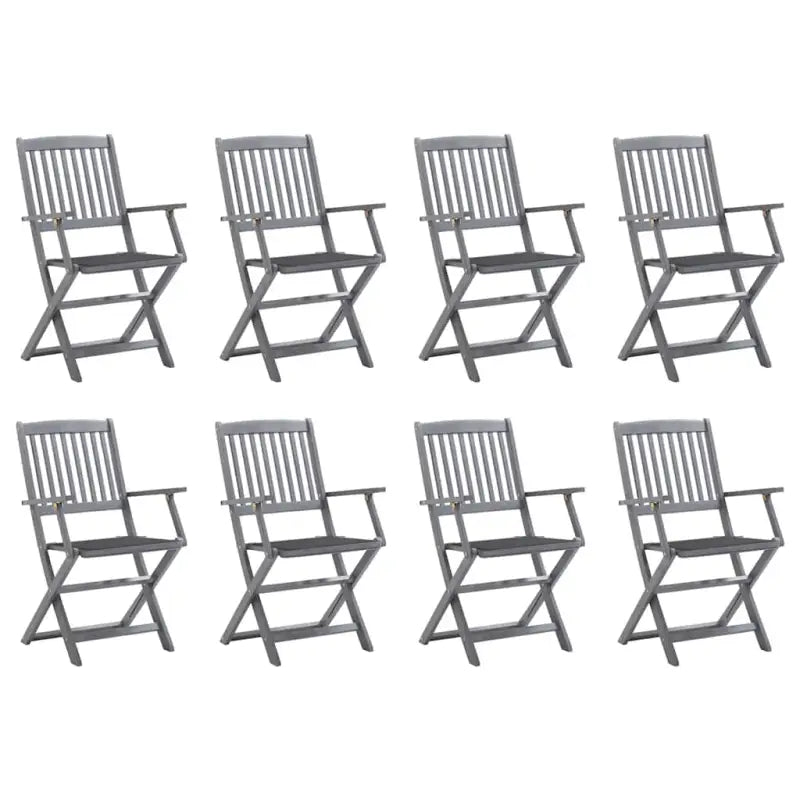 Massief acaciahout tuinstoelen met kussens voor tuin en terras - Antraciet / 8 - Tuinstoelen
