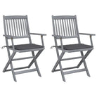 Massief acaciahout tuinstoelen met kussens voor tuin en terras - Antraciet / 2 - Tuinstoelen