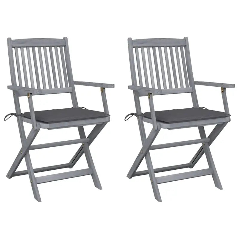 Massief acaciahout tuinstoelen met kussens voor tuin en terras - Antraciet / 2 - Tuinstoelen
