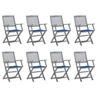Massief acaciahout tuinstoelen met kussens voor tuin en terras - koningsblauw / 8 - Tuinstoelen