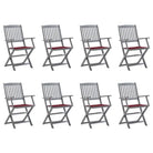 Massief acaciahout tuinstoelen met kussens voor tuin en terras - Wijnrood / 8 - Tuinstoelen