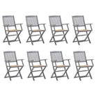 Massief acaciahout tuinstoelen met kussens voor tuin en terras - Beige / 8 - Tuinstoelen