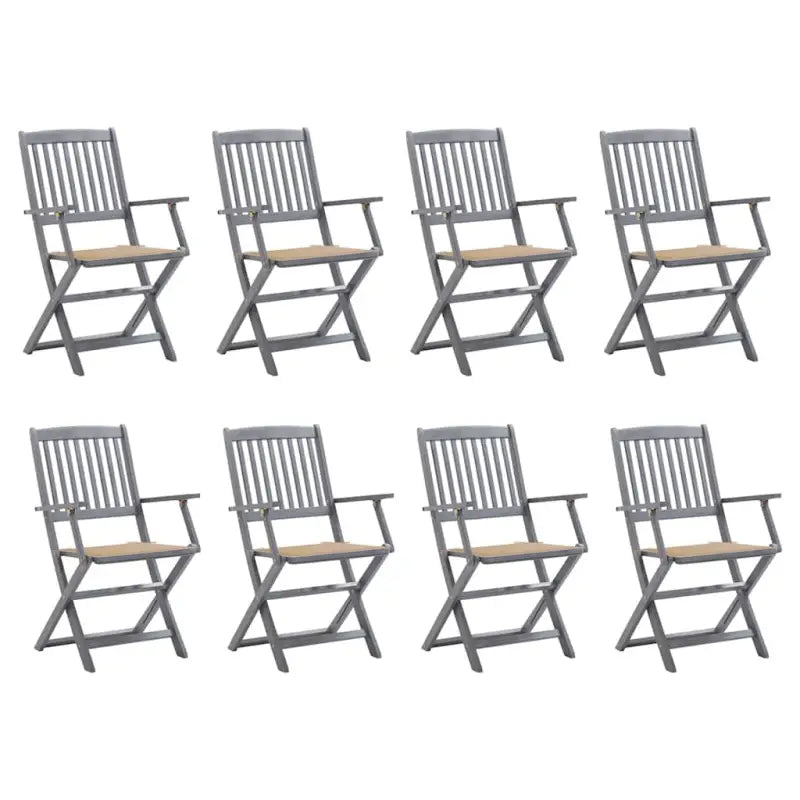 Massief acaciahout tuinstoelen met kussens voor tuin en terras - Beige / 8 - Tuinstoelen