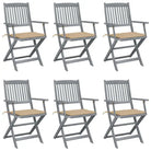 Massief acaciahout tuinstoelen met kussens voor tuin en terras - Beige / 6 - Tuinstoelen