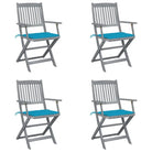 Massief acaciahout tuinstoelen met kussens voor tuin en terras - Blauw / 4 - Tuinstoelen
