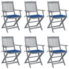 Massief acaciahout tuinstoelen met kussens voor tuin en terras - Blauw / 6 - Tuinstoelen