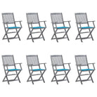 Massief acaciahout tuinstoelen met kussens voor tuin en terras - Blauw / 8 - Tuinstoelen