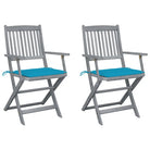 Massief acaciahout tuinstoelen met kussens voor tuin en terras - Blauw / 2 - Tuinstoelen