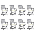 Massief acaciahout tuinstoelen met kussens voor tuin en terras - Crème / 8 - Tuinstoelen
