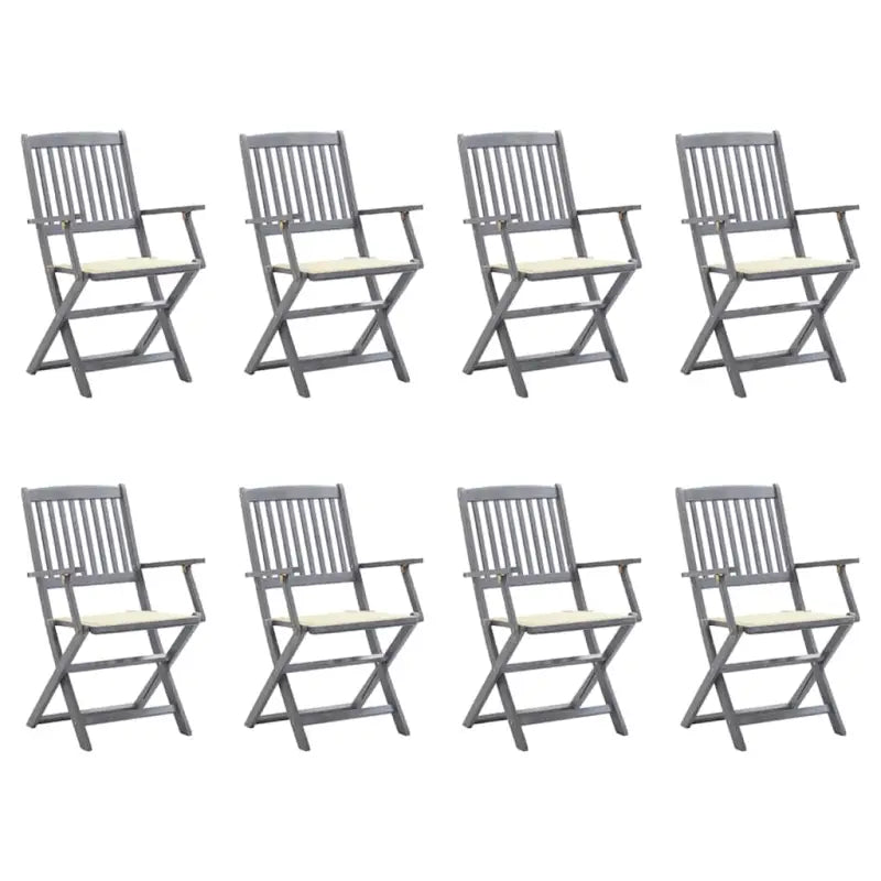 Massief acaciahout tuinstoelen met kussens voor tuin en terras - Crème / 8 - Tuinstoelen