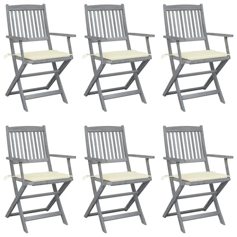 Massief acaciahout tuinstoelen met kussens voor tuin en terras - Crème / 6 - Tuinstoelen