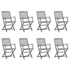Massief acaciahout tuinstoelen met kussens voor tuin en terras - Grijs ruitpatroon / 8 - Tuinstoelen