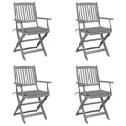 Massief acaciahout tuinstoelen met kussens voor tuin en terras - Grijs / 4 - Tuinstoelen