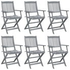 Massief acaciahout tuinstoelen met kussens voor tuin en terras - Grijs ruitpatroon / 6 - Tuinstoelen