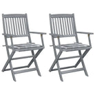 Massief acaciahout tuinstoelen met kussens voor tuin en terras - Grijs ruitpatroon / 2 - Tuinstoelen