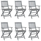 Massief acaciahout tuinstoelen met kussens voor tuin en terras - Grijs / 6 - Tuinstoelen