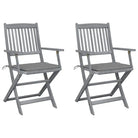Massief acaciahout tuinstoelen met kussens voor tuin en terras - Grijs / 2 - Tuinstoelen