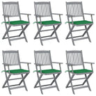 Massief acaciahout tuinstoelen met kussens voor tuin en terras - Groen / 6 - Tuinstoelen