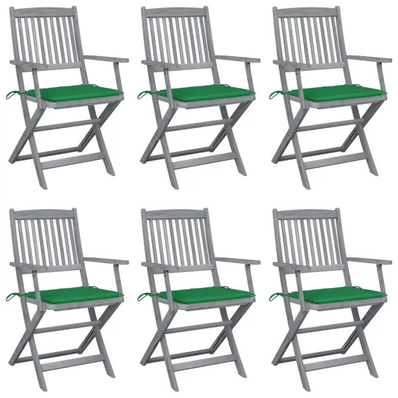 Massief acaciahout tuinstoelen met kussens voor tuin en terras - Groen / 6 - Tuinstoelen