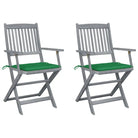 Massief acaciahout tuinstoelen met kussens voor tuin en terras - Groen / 2 - Tuinstoelen