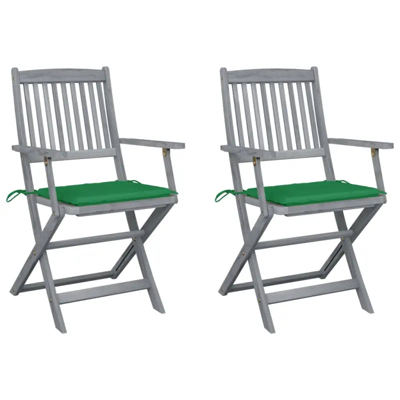Massief acaciahout tuinstoelen met kussens voor tuin en terras - Groen / 2 - Tuinstoelen
