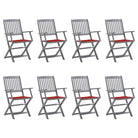 Massief acaciahout tuinstoelen met kussens voor tuin en terras - Rood / 8 - Tuinstoelen