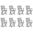 Massief acaciahout tuinstoelen met kussens voor tuin en terras - Rood ruitpatroon / 8 - Tuinstoelen