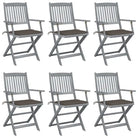 Massief acaciahout tuinstoelen met kussens voor tuin en terras - Taupe / 6 - Tuinstoelen