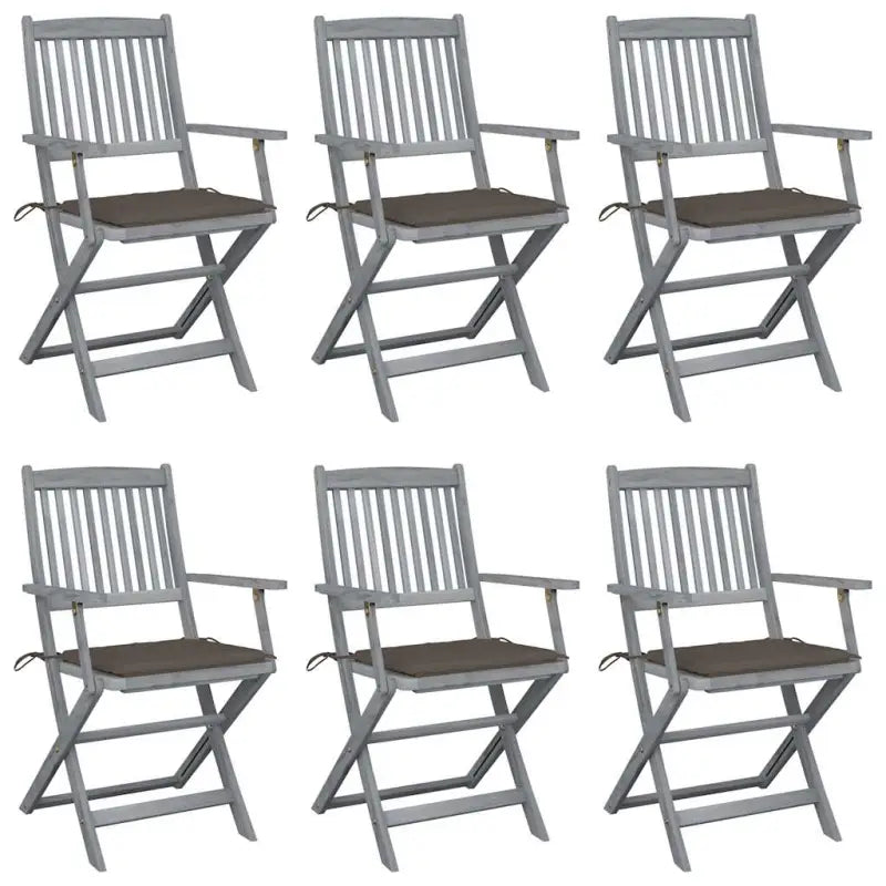 Massief acaciahout tuinstoelen met kussens voor tuin en terras - Taupe / 6 - Tuinstoelen