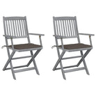 Massief acaciahout tuinstoelen met kussens voor tuin en terras - Taupe / 2 - Tuinstoelen