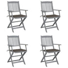 Massief acaciahout tuinstoelen met kussens voor tuin en terras - Taupe / 4 - Tuinstoelen