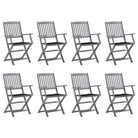 Massief acaciahout tuinstoelen met kussens voor tuin en terras - Zwart / 8 - Tuinstoelen