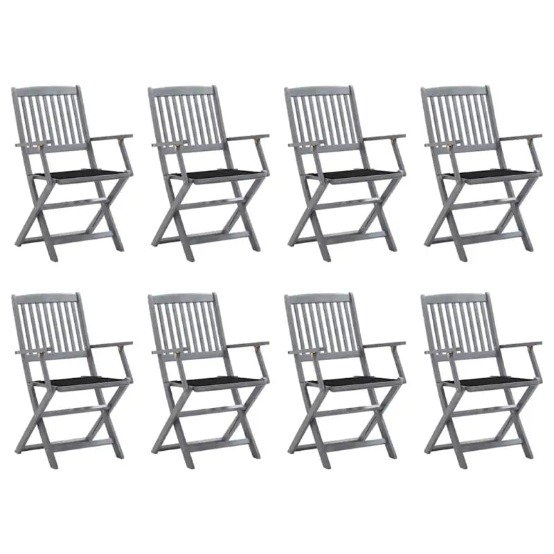 Massief acaciahout tuinstoelen met kussens voor tuin en terras - Zwart / 8 - Tuinstoelen