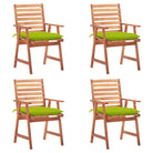 Massief acaciahout tuinstoelen set met kussens voor buiten eten - Heldergroen / 4 - Tuinstoelen