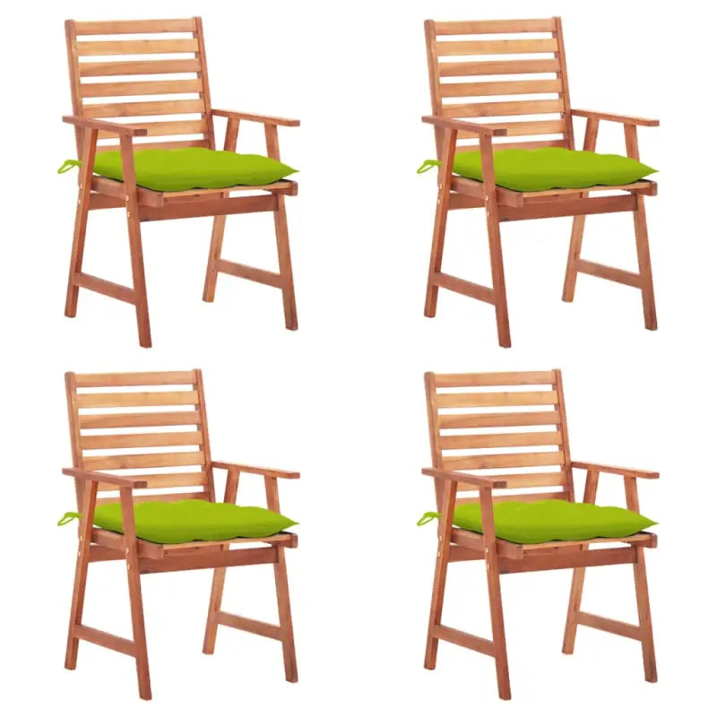 Massief acaciahout tuinstoelen set met kussens voor buiten eten - Heldergroen / 4 - Tuinstoelen
