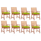 Massief acaciahout tuinstoelen set met kussens voor buiten eten - Heldergroen / 8 - Tuinstoelen