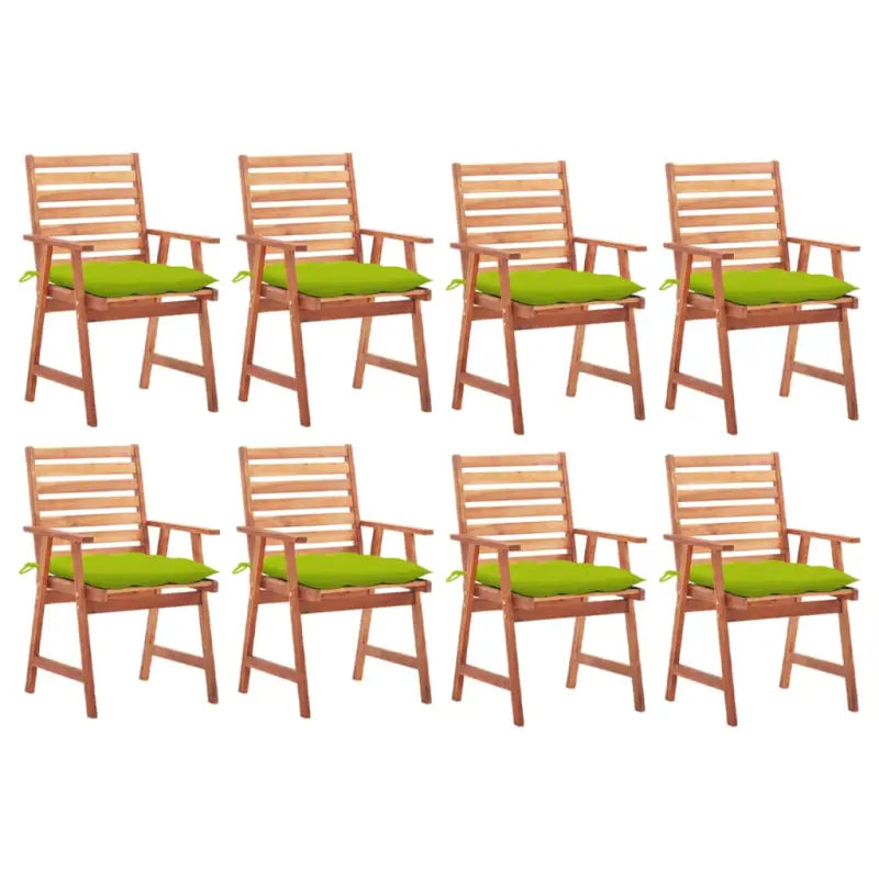 Massief acaciahout tuinstoelen set met kussens voor buiten eten - Heldergroen / 8 - Tuinstoelen