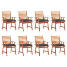 Massief acaciahout tuinstoelen set met kussens voor buiten eten - Antraciet / 8 - Tuinstoelen