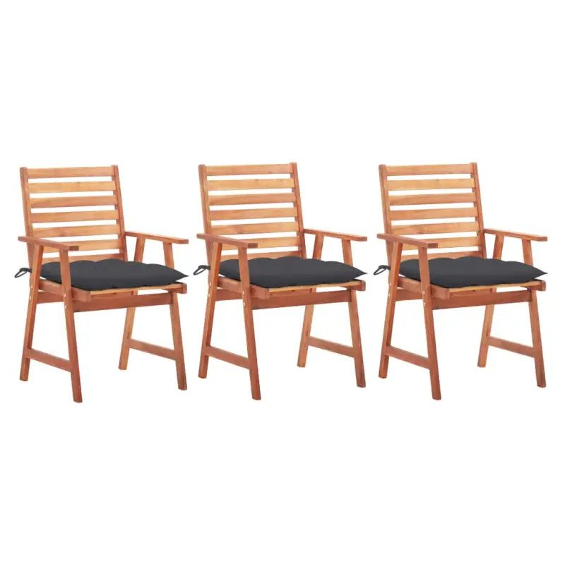Massief acaciahout tuinstoelen set met kussens voor buiten eten - Antraciet / 3 - Tuinstoelen