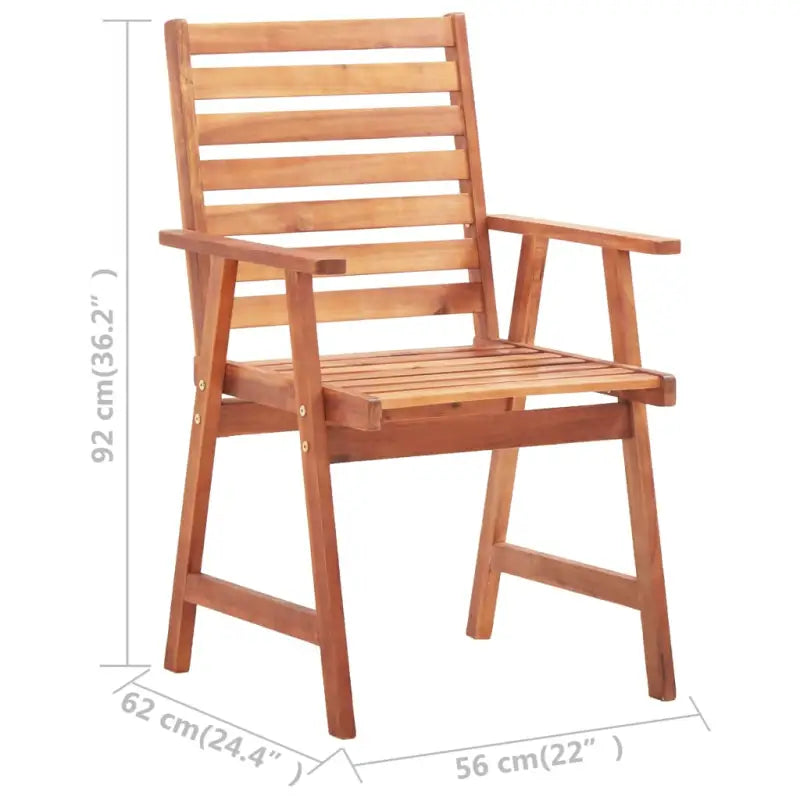 Massief acaciahout tuinstoelen set met kussens voor buiten eten - Tuinstoelen