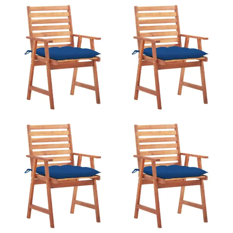 Massief acaciahout tuinstoelen set met kussens voor buiten eten - koningsblauw / 4 - Tuinstoelen