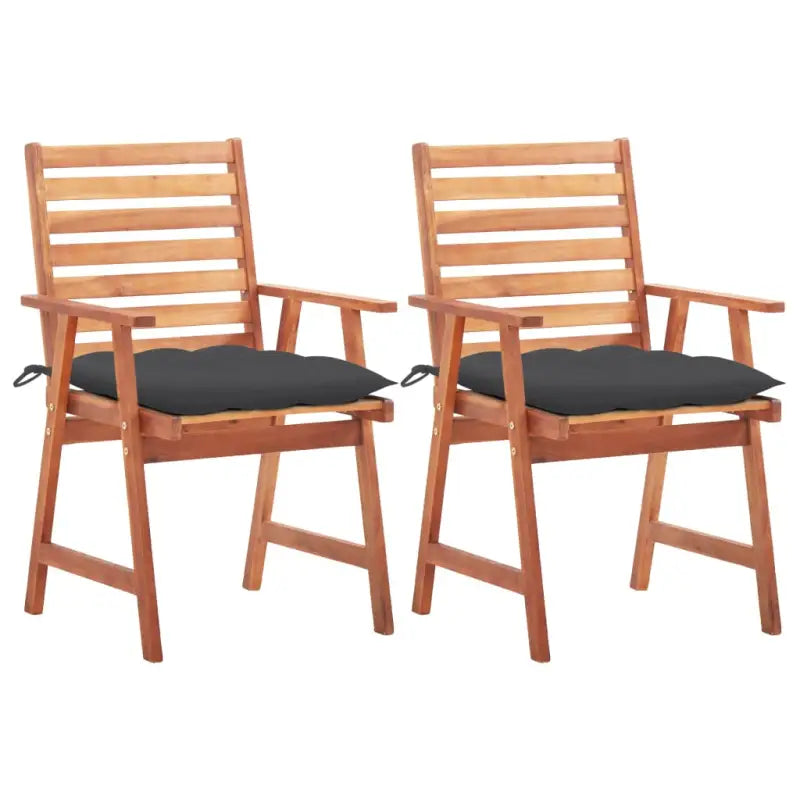 Massief acaciahout tuinstoelen set met kussens voor buiten eten - Antraciet / 2 - Tuinstoelen