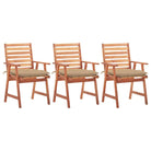 Massief acaciahout tuinstoelen set met kussens voor buiten eten - Beige / 3 - Tuinstoelen