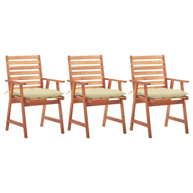 Massief acaciahout tuinstoelen set met kussens voor buiten eten - Crème / 3 - Tuinstoelen