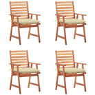Massief acaciahout tuinstoelen set met kussens voor buiten eten - Crème / 4 - Tuinstoelen