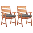 Massief acaciahout tuinstoelen set met kussens voor buiten eten - Grijs / 2 - Tuinstoelen